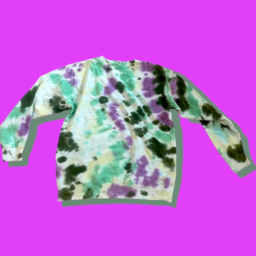 Unisex tie dye sweater purple and green 2XL New